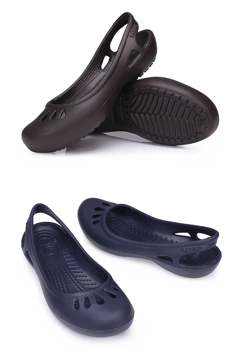 RYAMAG Women’s Clogs Jelly Sandals – Non-Slip Summer Hole Shoes, Waterproof EVA Flat Slippers for Home & Garden