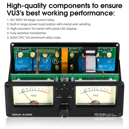 Nobsound Dual Analog VU Meter DB Display – 2-Way Amplifier/Speaker Audio Switcher & Music Spectrum Visualizer