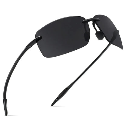 JULI The Matrix Classic Sports Rimless Sunglasses for Men - Orange Rectangle Ultralight Frame, UV400 Protection Driving Eyewear (MJ8009)