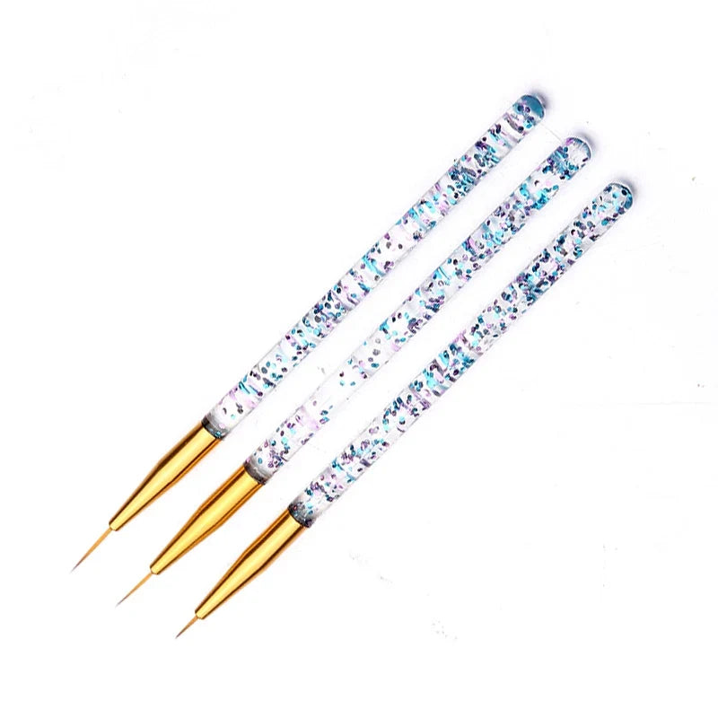 3PCS Acrylic French Nail Art Painting Pens - Slim Line Drawing Brushes for 3D Tips, UV Gel & Manicure Designs