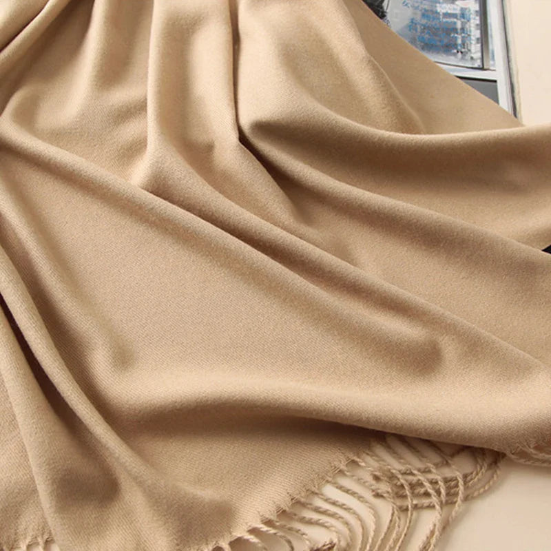 Desgine Solid Cashmere Scarf – Warm Autumn Winter Shawl Wrap with Tassels, Unisex Pashmina for Women and Men 2024