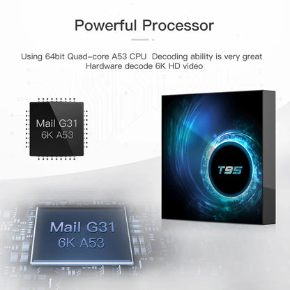 Smart TV Box T95 Plus 2025 — 6K HD Android 14, Allwinner H616, 4GB RAM, 64/128GB Storage, Dual WiFi Media Player