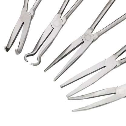 DIY Extra Long Nose Pliers – Straight & Bent Tip Mechanic Hand Tool for Car Maintenance, Spanner & Clip Removal Kit