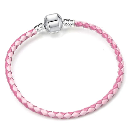 BAOPON 9-Color Leather Charm Bracelet - DIY Chain Jewelry Gift for Women & Girls