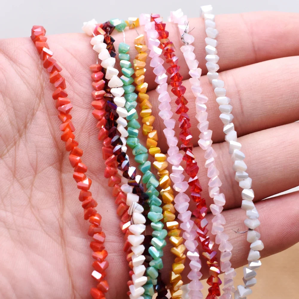 Yanqi Triangle Crystal Beads - 38 Colors 4mm Loose Glass Beads for DIY Jewelry Making Earrings Necklace Crafts
