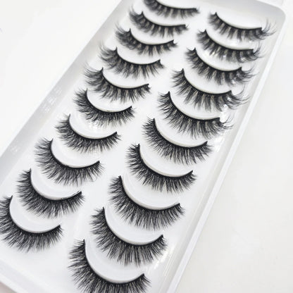10 Pairs 3D Mink False Eyelashes – Soft Natural Cross Messy Dense Lash Extensions Makeup