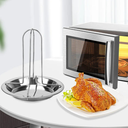 Carbon Steel Roasting Grill Stand - Non-Stick Chicken Roaster Rack for Outdoor BBQ and Kitchen