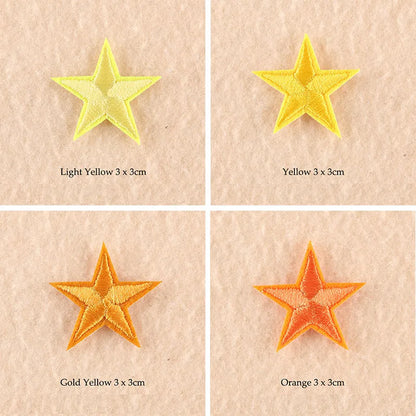 Stars Embroidered Iron-On Patches – Gold, Silver & Colorful Appliqué Stickers for Clothing, Jackets, Bags & DIY Craft Decoration