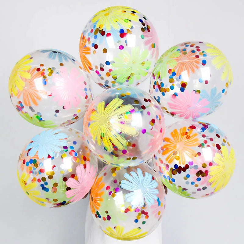 10pcs 12-inch Gold Star Confetti Balloons – Glitter Transparent Latex Party Decorations for Wedding & Birthday