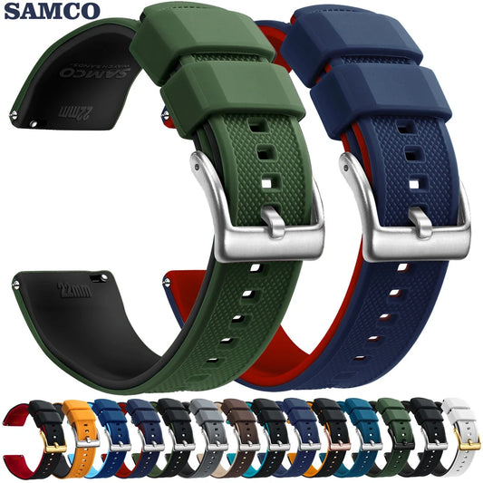 Premium Silicone Watch Band - Quick Release Rubber Replacement Strap for 18mm 20mm 22mm Watches