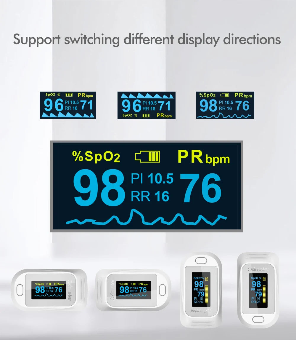Portable Professional Finger Pulse Oximeter – Digital OLED Blood Oxygen, Heart Rate Health Monitor Tool