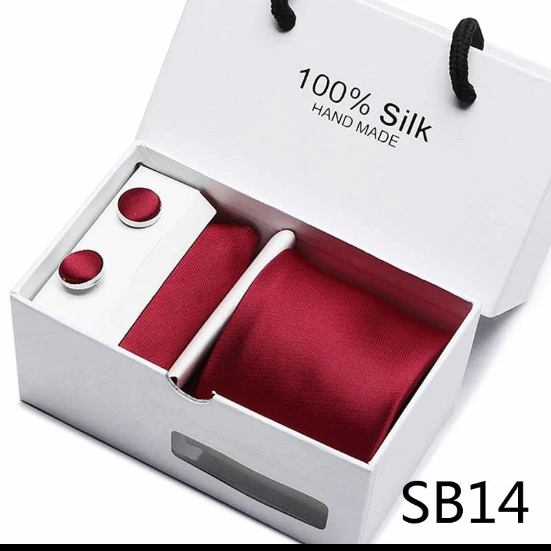 100% Silk Men’s Tie Gift Set - Classic 7.5cm Striped Floral Necktie with Handkerchief for Office, Party & Wedding Formal Wear
