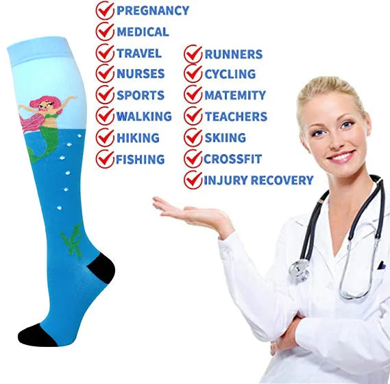 Compression Support Socks for Men & Women – Running Nursing Stockings for Edema, Varicose Veins & Blood Circulation Sports Wear