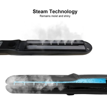 Professional Steam Hair Straightener – Ceramic Vapor Flat Iron, 450℉ Heat with Argan Oil Treatment for Hair Care