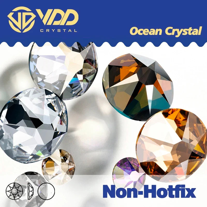 VDD Non Hot Fix Crystal Nail Art Rhinestones - 2088 Flower Flatback Gems for DIY Nail Decorations