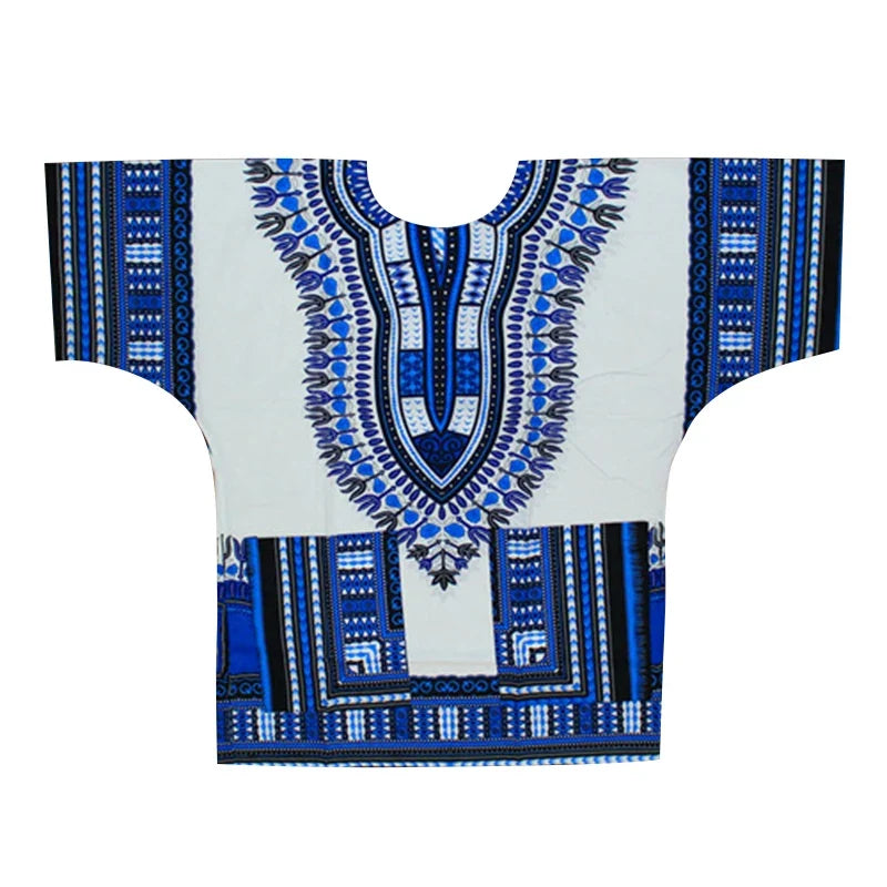 African Dashiki Cotton T-Shirt - Traditional Printed Unisex Fashion Top with Vibrant Ethnic Style Design