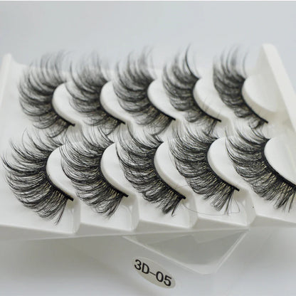 QSTY 5 Pairs 3D Mink False Eyelashes – Natural Long Dramatic Volume Black Lash Extensions