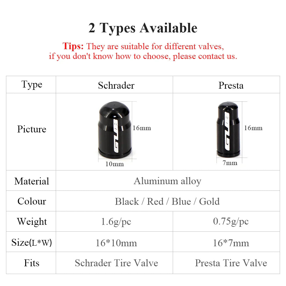 4pcs Aluminum Bike Tire Valve Caps – Ultralight MTB Road Mountain Schrader/Presta Tyre Protectors