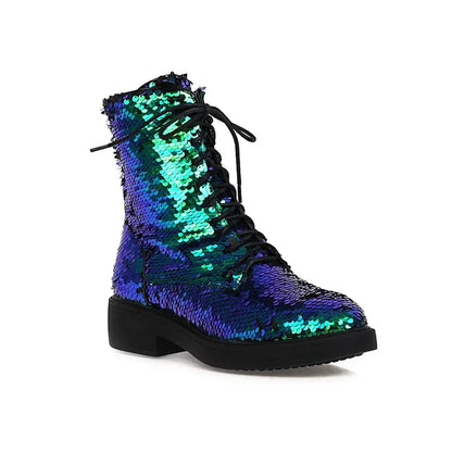 Women’s Color-Changing Sequin Boots - Magical Multi-Color Autumn & Winter Fashion Shoes