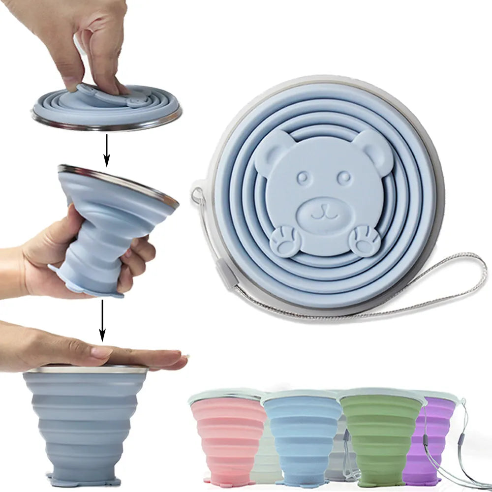 Collapsible Telescopic Silicone Water Bottle - Folding Cup for Outdoor Travel, Children, Teacups, and More