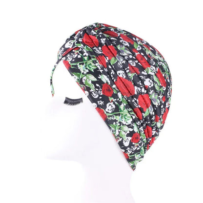 African Print Turban Head Wrap - Soft Stretch Twisted Pleated Beanie Bonnet for Women, Headtie & Chemo Cap