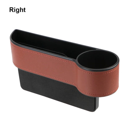 Universal PU Leather Car Seat Gap Organizer – Storage Box with Charging Hole, Phone, Bottle & Key Holder Auto Accessories