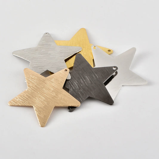 38mm Brushed Curved Five-Pointed Star Pendant Necklace – Single Hole DIY Classic Fashion Jewelry Accessory