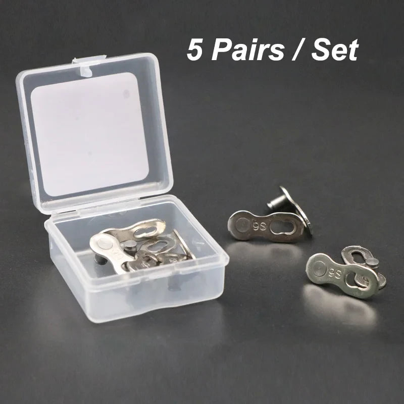 5 Pair Bicycle Chain Link Connectors — Quick Release Master Links for 6–12 Speed MTB Bikes