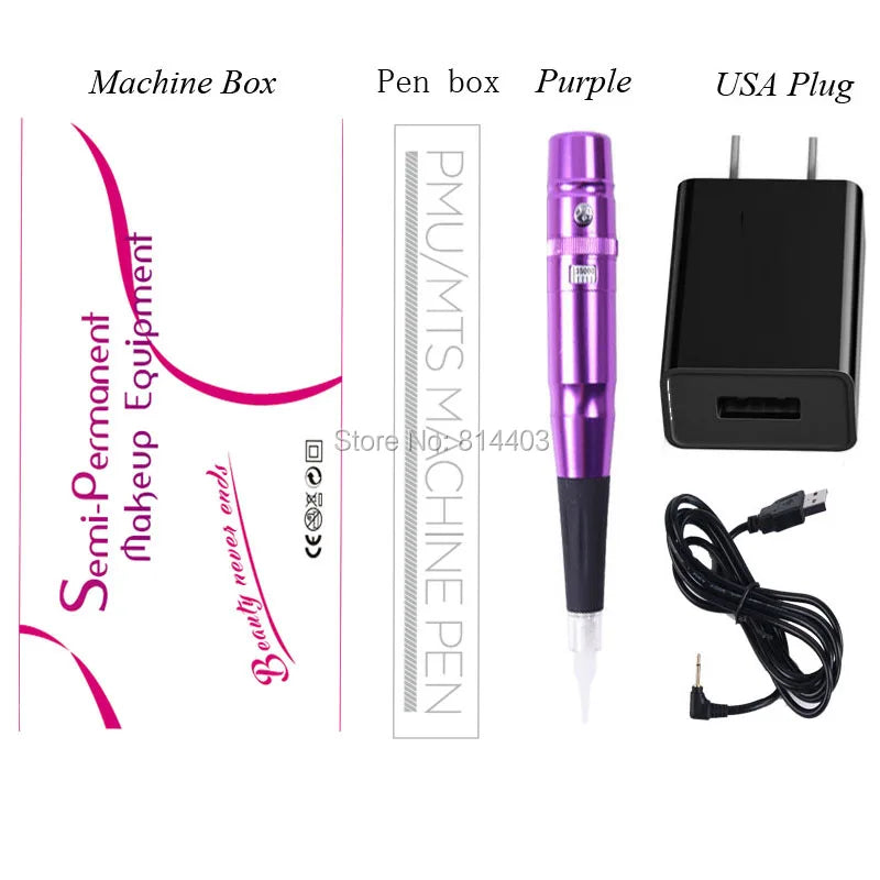 Professional Dermografo Universal PMU Tattoo Pen - Rotary Machine with Speed Control for Lip & Eyebrow Makeup Tattoo