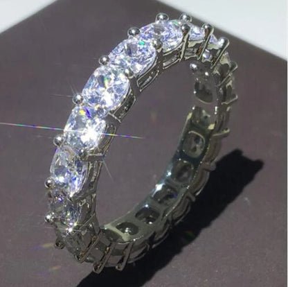 925 Sterling Silver Eternity Band Ring - CZ Diamond Promise Engagement Wedding Jewelry for Women & Men
