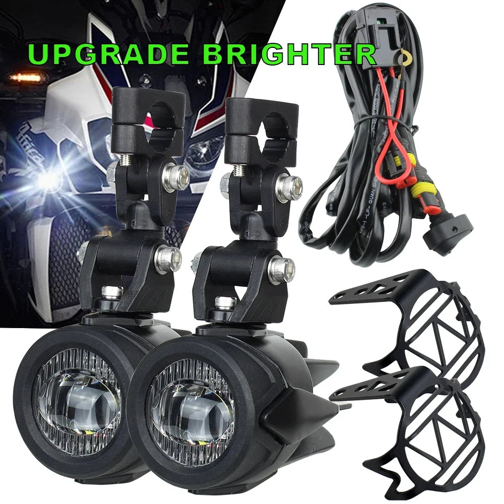 40W Motorcycle Auxiliary Fog Lights - Upgrade 6000K Bright LED Driving Lamps for BMW R1200GS F800GS F700GS F650 K1600