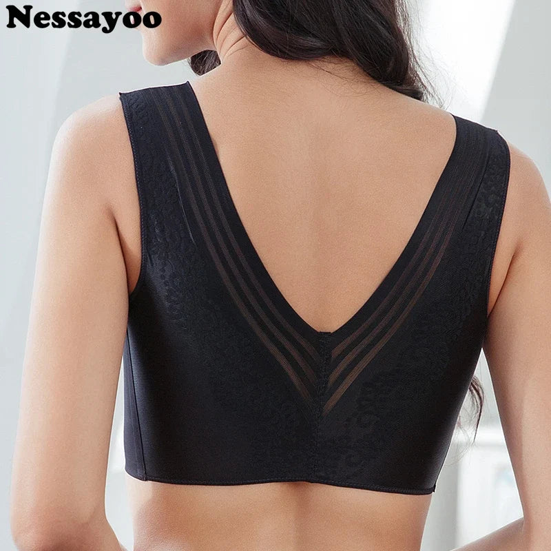 Women's Lace Padded Sleep Bra - Seamless Wirefree Full Cup Everyday Comfort Vest Top M-7XL