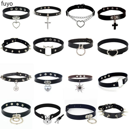 New Spike Choker Necklace – Punk Faux Leather Collar with Big Rivets, Studded Goth Style for Women & Men