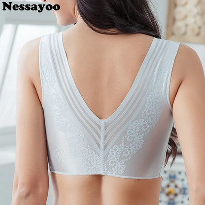 Women's Lace Padded Sleep Bra - Seamless Wirefree Full Cup Everyday Comfort Vest Top M-7XL