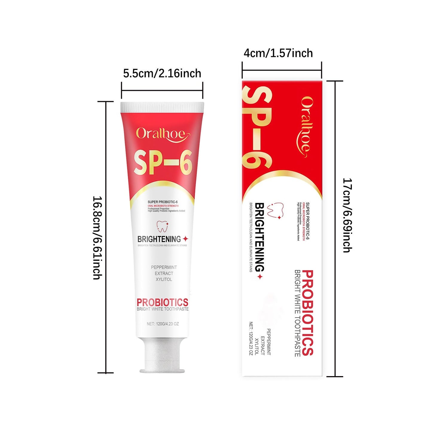 SP6 Probiotic Brightening Toothpaste for Plaque Removal, Stain Whitening & Fresh Breath – Anti-Periodontitis Oral Care