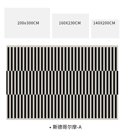Black Stripe Plush Rug — Non-Slip Luxury Carpet for Living Room, Bedroom, Study, and Nordic Home Decor
