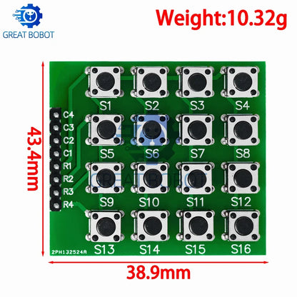 4x4 Matrix Keypad Module - 16-Key 8-Pin Button Keyboard for Arduino DIY and Breadboard Projects