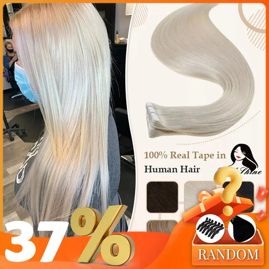 Full Shine Tape In Human Hair Extensions - 100% Remy Straight Hair Double Sided Silky Natural Tapes for Women
