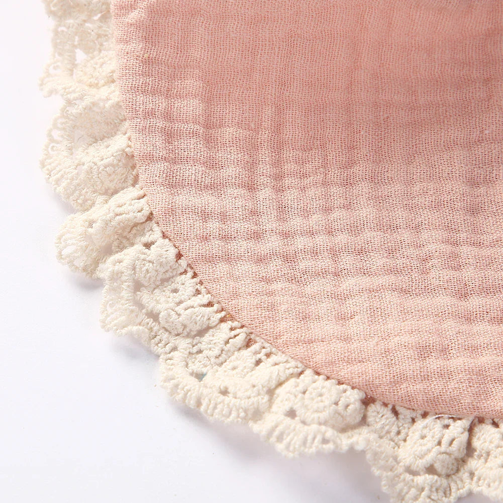 3PCS Baby Bib Set – Solid Muslin Cotton & Bamboo Feeding Drool Burp Cloth with Tassel Lace, Adjustable Infant Scarf for Boys & Girls