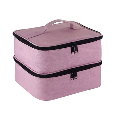 Nail Polish & Essential Oil Storage Bag – Portable Double-Layer Cosmetic Organizer with 30 Compartments