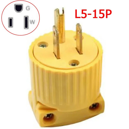 US Industrial Locking Power Plug - 15A L5-15 and L6-15 Male Female 3-Pole Wiring Connector Socket Type B Yellow