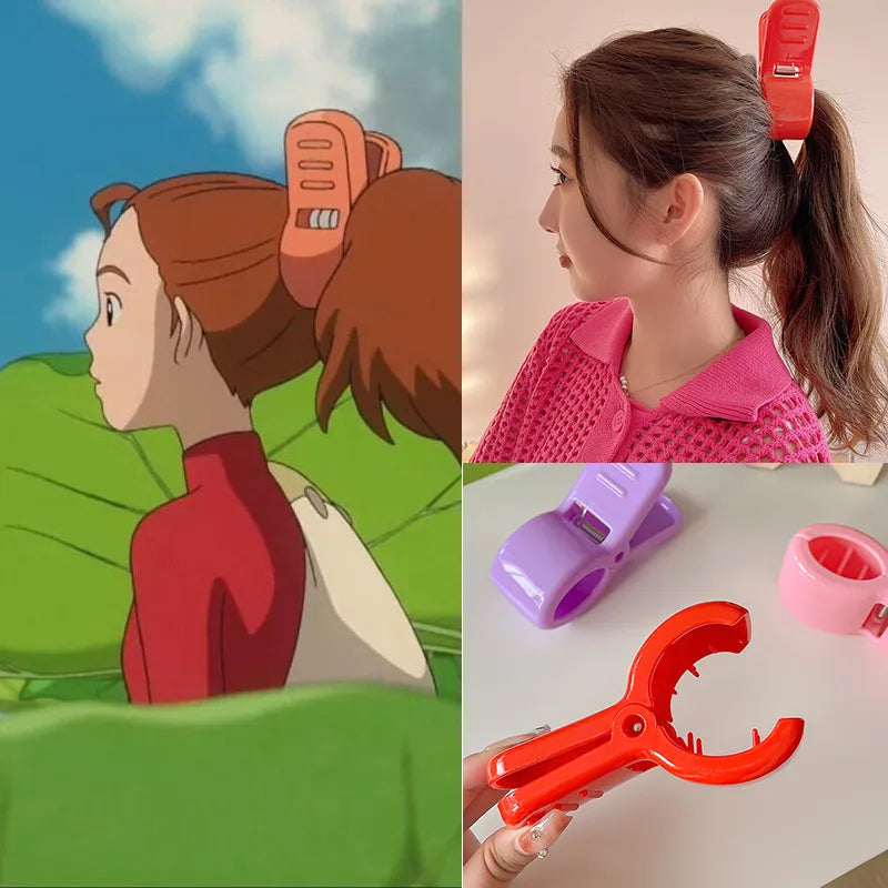 Colorful Arrietty Cosplay Shark Hair Clip - Cute Red Ponytail Hairpin for Adults and Kids, Korean Fashion Headwear Accessory Gift
