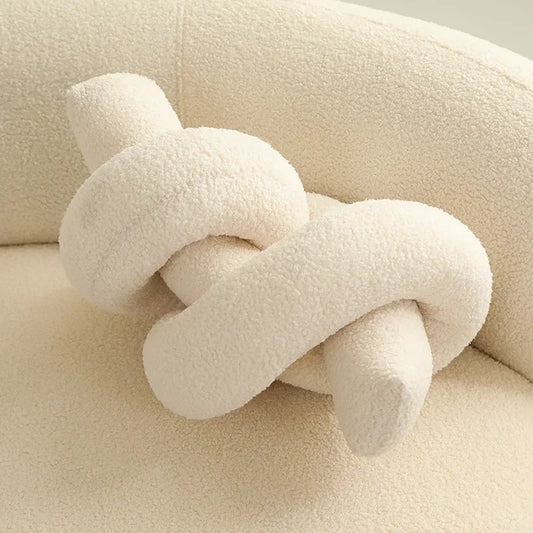 Nordic Cloud Plush Throw Pillow – Geometric Twisted Round Cushion for Sofa, Headrest & Window Seat Decor