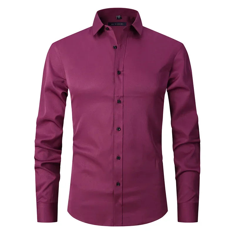 Men’s Slim Fit Dress Shirt - Long Sleeve Business Casual Formal Shirt for Spring Office & Elegant Wear
