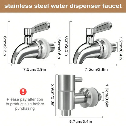 Stainless Steel Beverage Dispenser Spigot - Replacement Faucet for Cold Drinks, Beer, Juice, Wine Barrel & Drink Dispensers