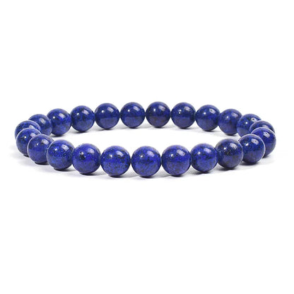 Natural Stone Bead Bracelet - Amethyst Crystal Quartz Aquamarine Jade Agate Elastic Bangle Jewelry for Women & Men
