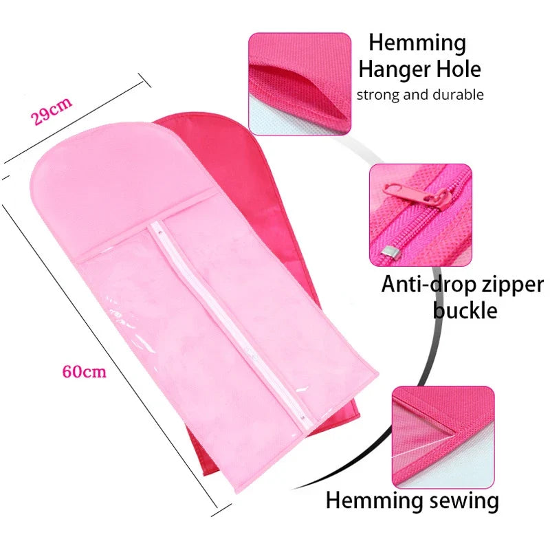 Wig Storage Bag with Hanger - Plastic Hanging Organizer for Virgin Hair, Black Wigs & Multiple Hair Extensions