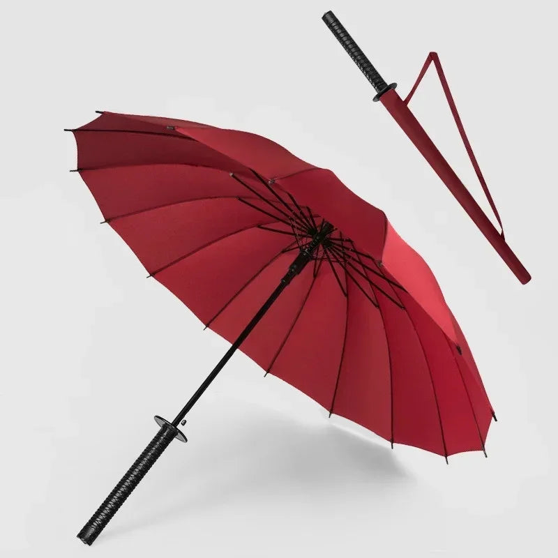 Katana Sword Umbrella - Long Handle Samurai Style UV Blocking Rain Parasol for Demon Slayer Ninja Fans