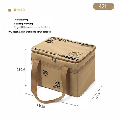 Insulated Tactical Camping Bag - Waterproof Foldable Outdoor Picnic & Tableware Storage Bag, 30L/42L/56L Large Capacity