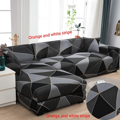 Stretch Sofa Cover - Printed Elastic Slipcover for L-Shaped Corner Couch, Living Room 1/2/3/4 Seat Protector